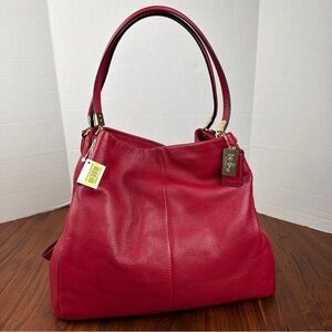 Coach Phoebe Shoulder Bag Red Burgundy Pebbled Leather G1376-24621